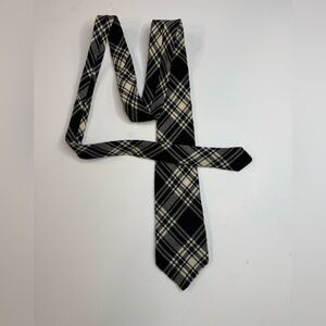 Lochcarron Tie Mens Black Stewart Tartan Wool Made in Scotland Plaid Necktie
